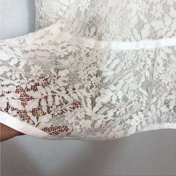 Nanette Lepore Lace Short Sleeve Button Zipper Closure off White Shirt Dress 6 - Picture 9 of 15